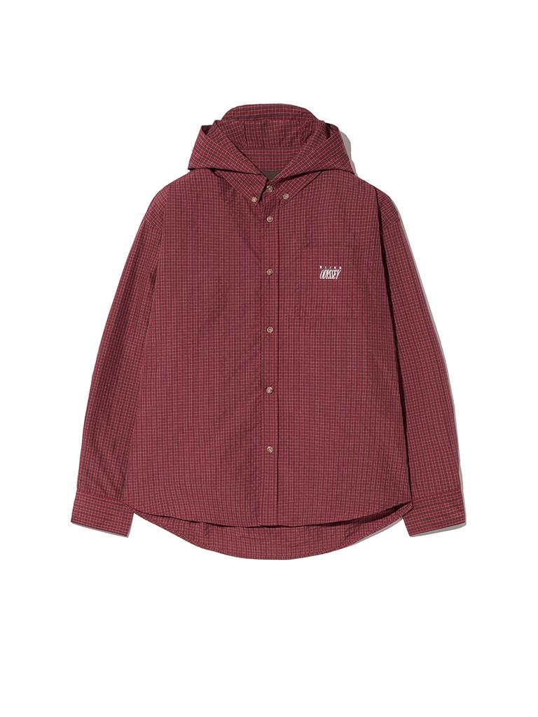 Kijun Men Check Hoodie Shirt Red