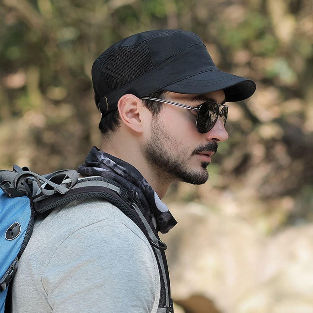 Adjustable Flat Top Hat Solid Color Men’s Sun Hat Casual Flat Peaked Cap  Unisex