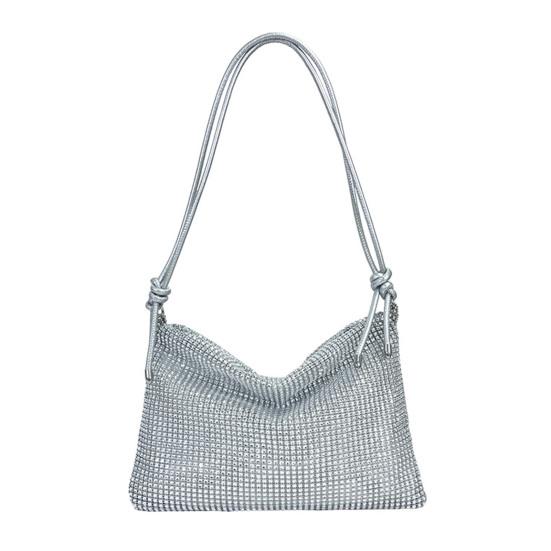 Вечерняя сумочка со стразами для женщин сверкающий кошелек сумка через плечо с блестками сумка кроссбоди с регулируемым ремешком для вечеринок выпускного вечера свиданий серебряный 990₽