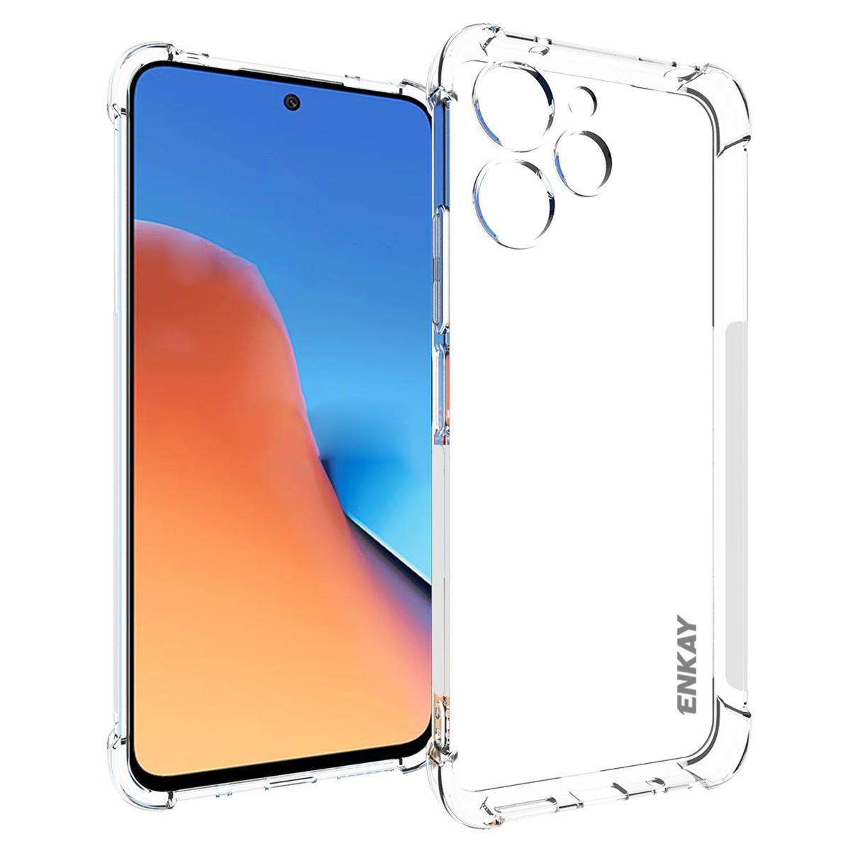 

ENKAY HAT PRINCE For Xiaomi Redmi 12 4G TPU Phone Case Anti-slip Strip Edge Transparent Cover A