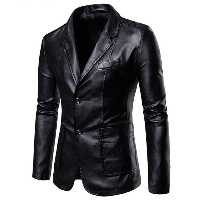 Men's Leather Suit Washed Leather Jacket Men's Single-breasted Leather Jacket Youth Jacket