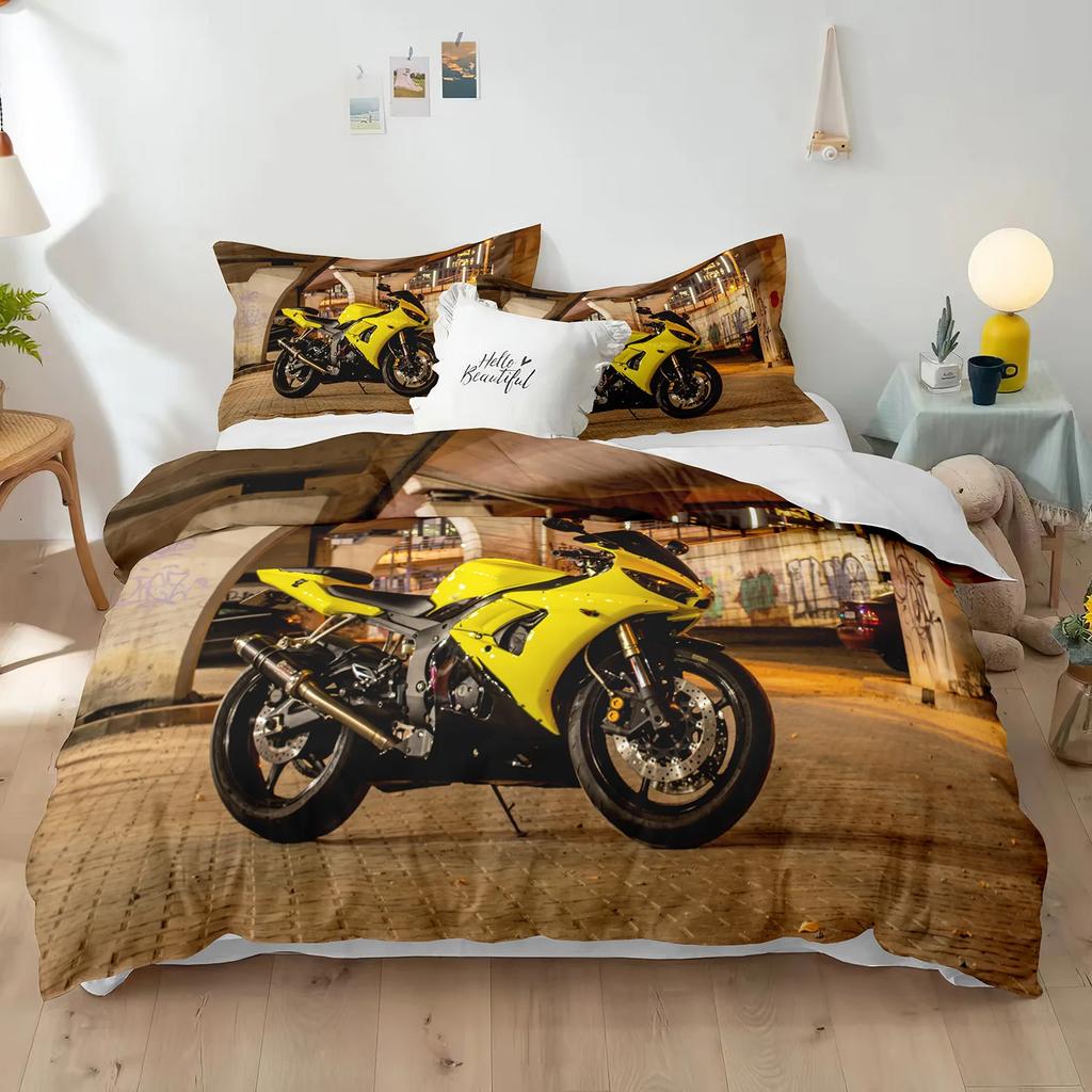 Dirt Bike Duvet Cover Racing Motocross For Teen Adult Motorcycle Rider Extreme Sports Theme For Bedroom Decorations Queen King