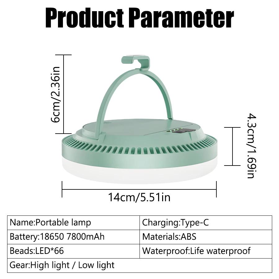 Super Bright LED Camping Light USB Rechargeable 7500mAh Emergency COB Floodlight Outdoor IP65 Waterproof Hanging Tent Light
