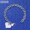 925 Sterling Silver Fashion Heart Bracelet Wedding Gift Jewelry