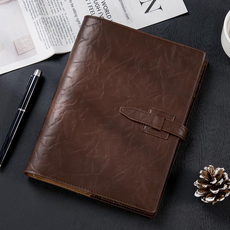 A5 Retro Leather Loose-Leaf Notebook Binder - Customizable Cowhide Refill Diary
