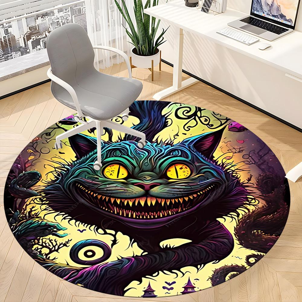 1pc Cat Fantasy Office Round Area Rug, Indoor Mat Suitable For Office, Under Office Chairs Bedroom Living Room Home Decor, Room Deco