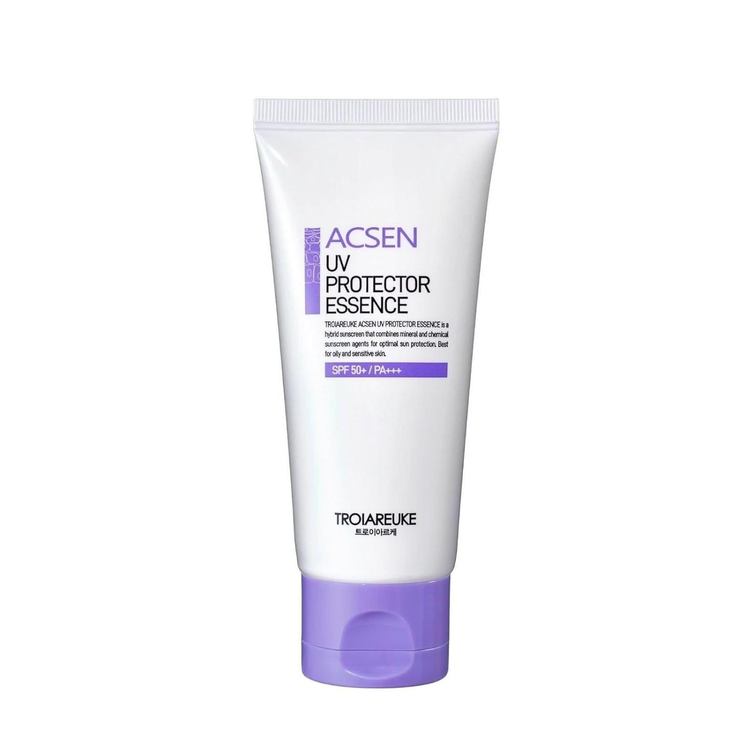 Official TROIAREUKE ACSEN UV Protector Essence/CICA Formula Lightweight Hydrating Moisturizing Sunscreen Cream Face Makeup Base Non-Comedogenic (50ml)