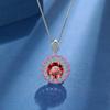 925 Sterling Silver Luxury Red Diamond Zircon Necklace Birthday Anniversary Wedding Party Gift