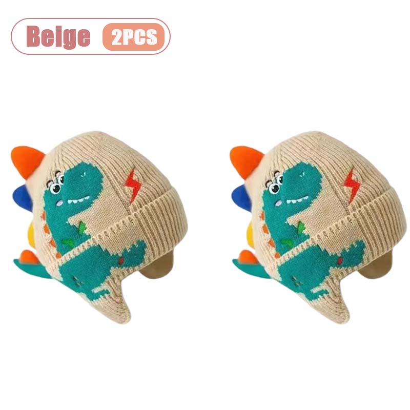 1-4 STÜCKE Warme Winddichte Dinosaurier Strickmütze mit Ohrenschutz Weiches Garn Herbst Winter Kopfbedeckung Modeaccessoire für Kinder