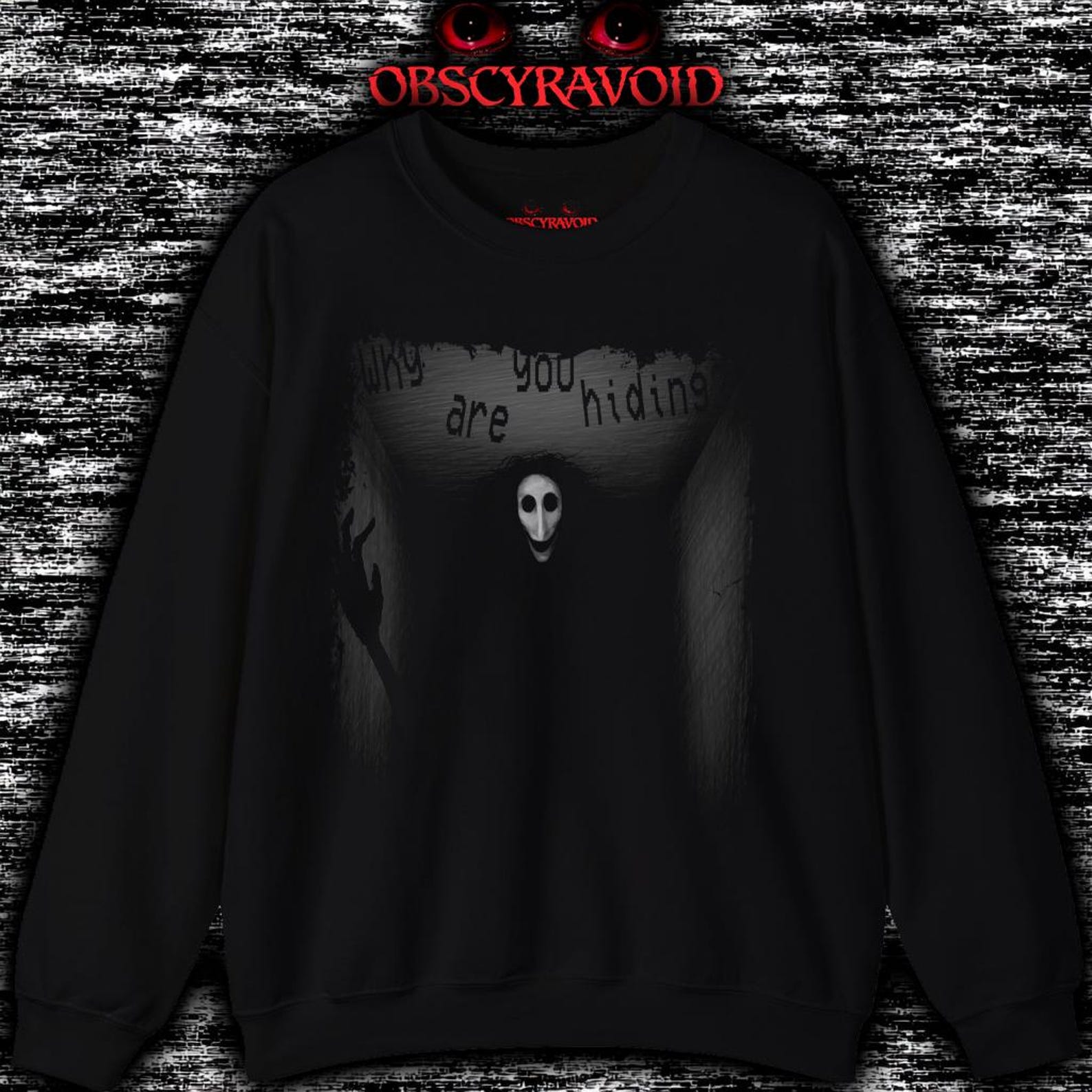 Why Are You Hiding Horror T-Shirt Creepy Mask Figure Tee, Analog Horror Shirt S