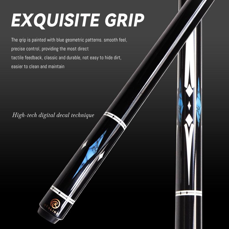 OKHEALING Carbon Fiber Pool Cue Black Technology Carbon Fiber Shaft Butt 12.4mm Tip Radial Pin Joint 147cm Length 19~20oz Weight Billiard Cue, Black