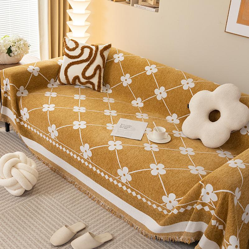 Fresh Four Seasons Universal Four-Leaf Clover Chenille Sofa Towel All-Inclusive Living Room Sofa Cover One Piece Sofa Cover