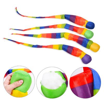 Jeu de Balle à Lancer et Attraper Queue Arc-en-ciel Balle en Mousse Intérieur Extérieur Aire de Jeux d'École Entraînement Sensoriel Enfants Balles de Sport Colorées à Lancer