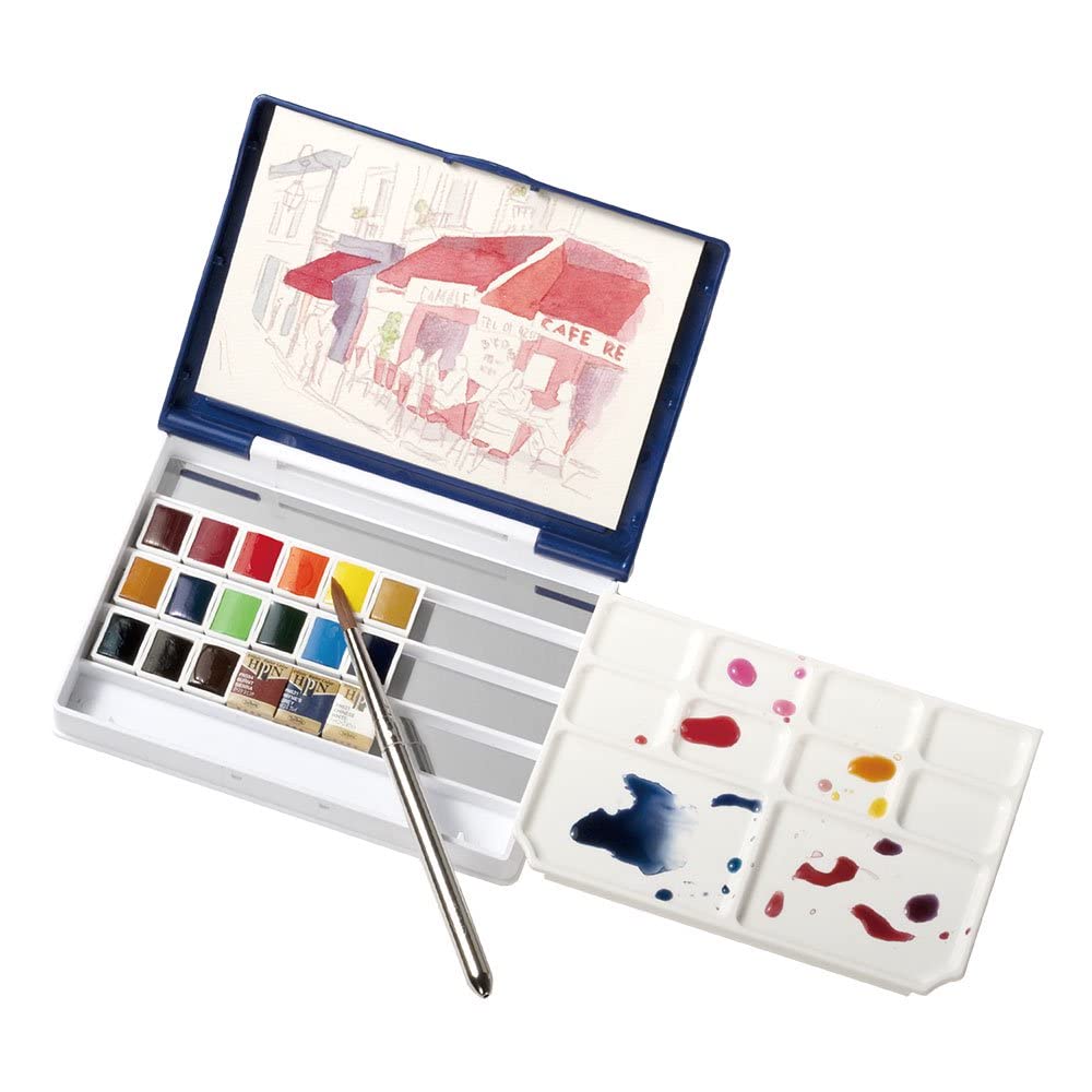 Holbein Pevné akvarelové barvy Umělecké Pancolor PN694 Sada 18 barev Krabička 02694 (Palm Plus)