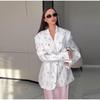 Women's Spring/summer 2025 New Fashion Printing Loose Suit Collar Lace-up Waist Suit Jacket