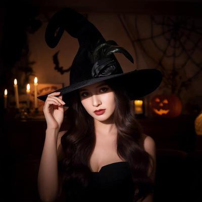 Shiny Colorful Witch Hat for Halloween and Ghost Festival