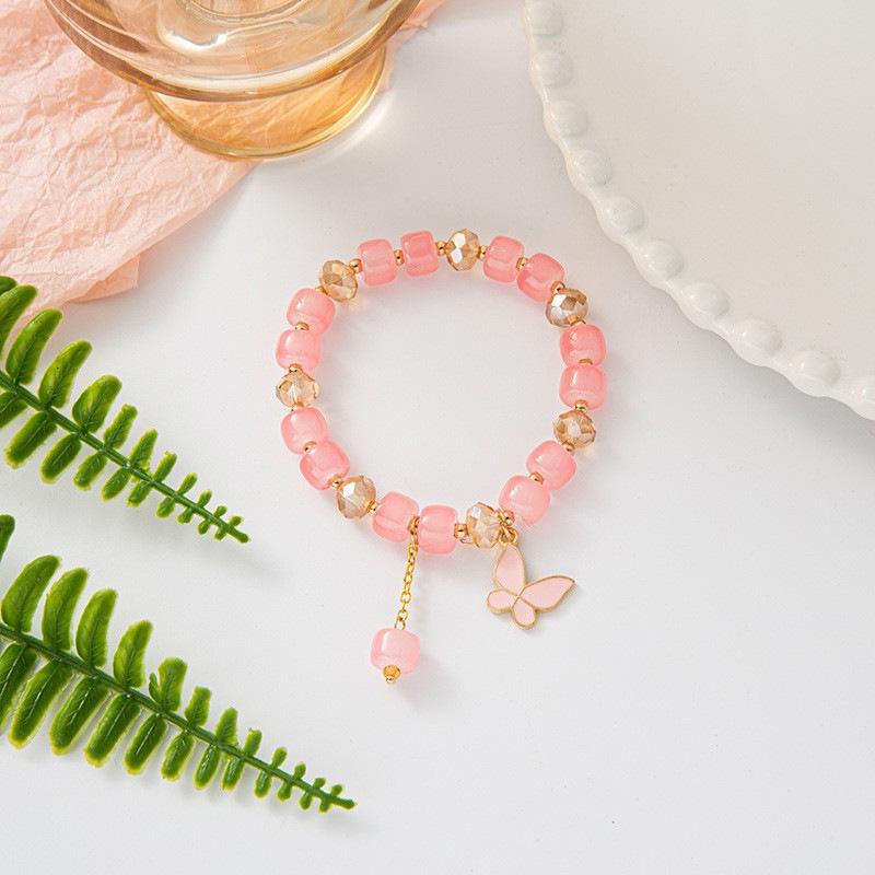 HelloKitty Love Couple Bracelet - DIY Handmade Beaded Cat's Eye Stone, Cute Gift for Girlfriend