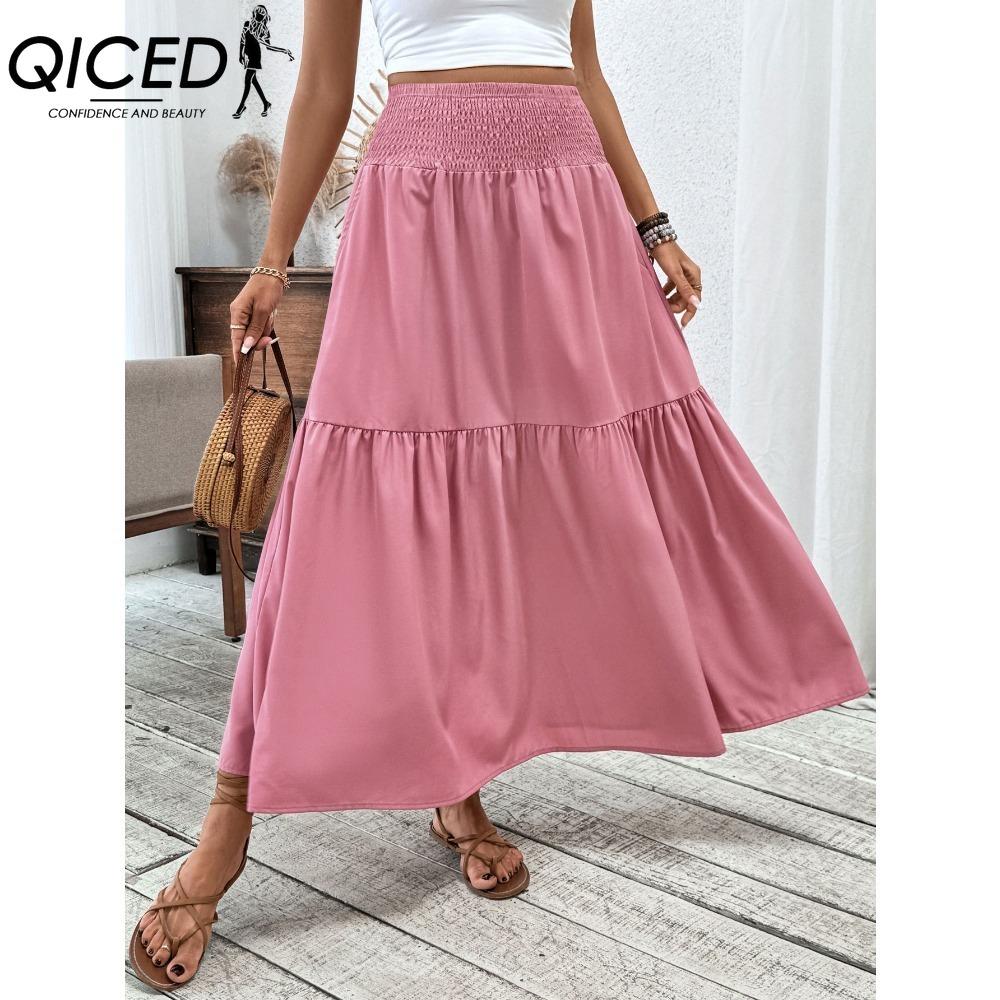 

QICED Женская Модная Повседневная Летняя Весенняя Юбка XL розовый