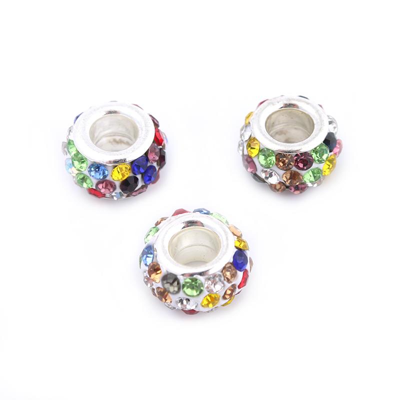 20pcs/Lot 11mm Clay Rhinestone Charm Beads for Jewelry Making Craft  Loose Spacer Beads Big Hole Beads DIY Bracelet Necklace