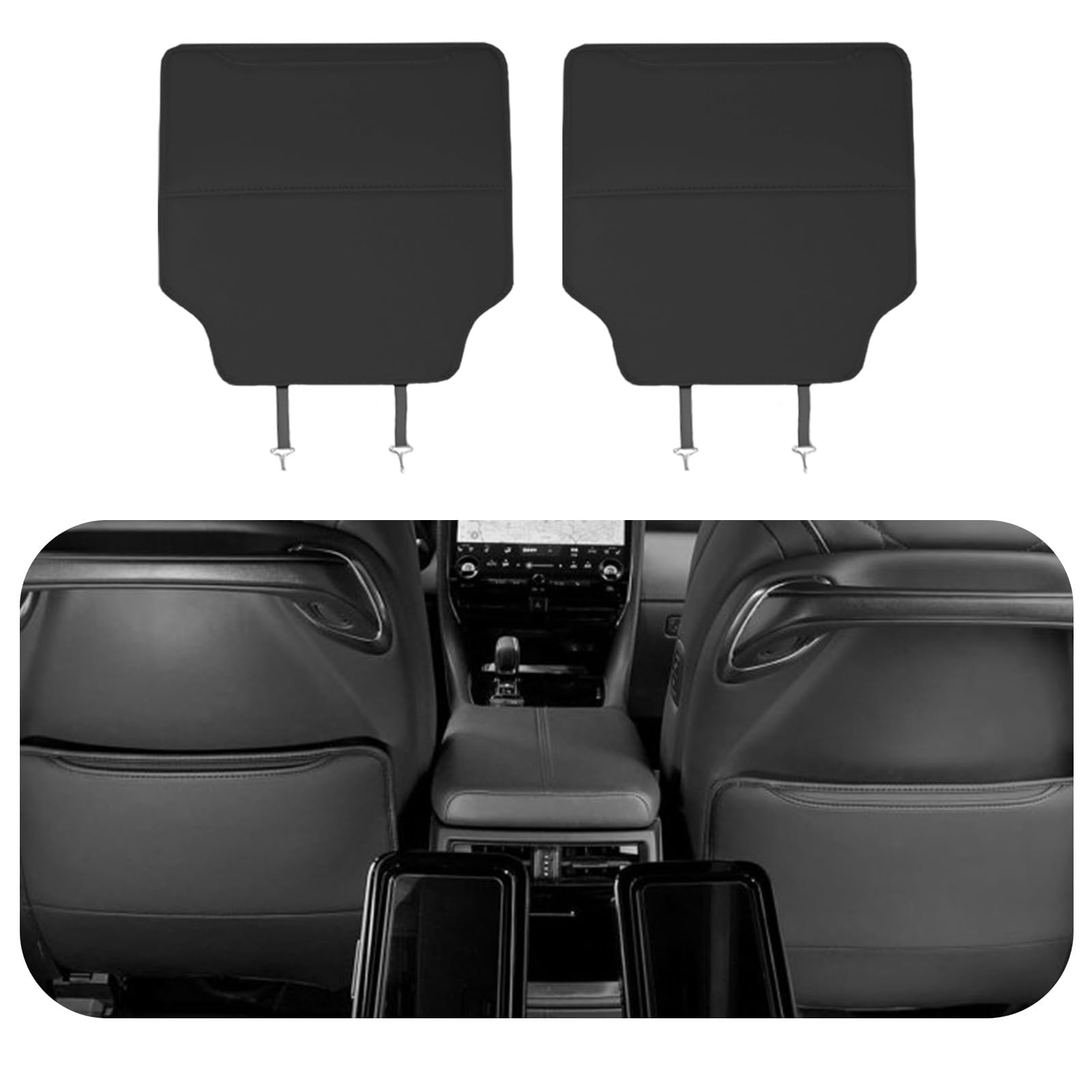 Misoso Rear Seat Kick Guards for Toyota New Alphard and Vellfire 2023 Seat Back and Protective Mats PU Leather and Microfiber PU Leather with