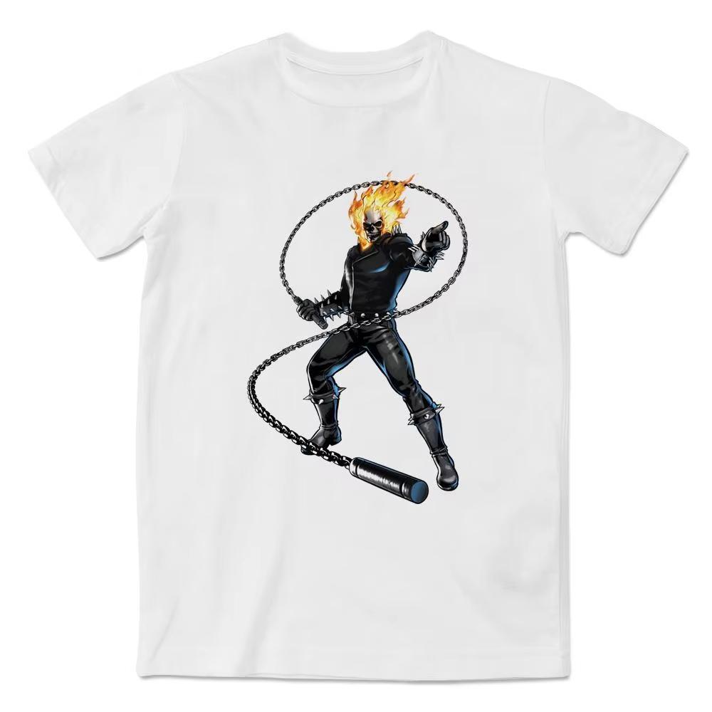 2026 new Marvel Ghost Rider Print TShirt Men Women Casual Cotton Short Sleeve Tee Superhero Fan Apparel High quality