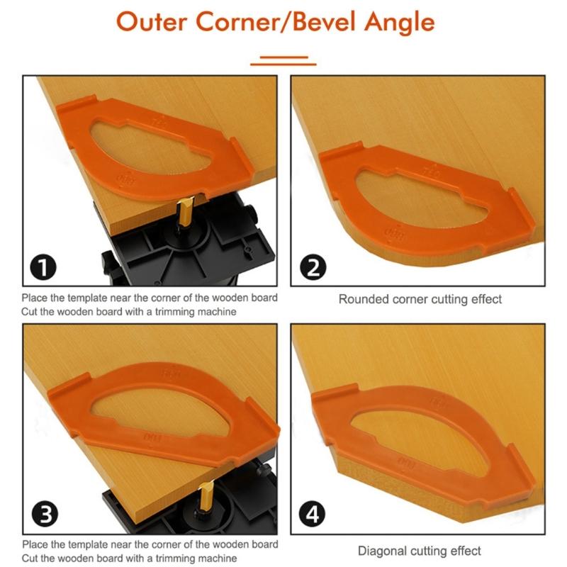 4Piece Woodworking Quick Locator Set for Precise R Angle and Radius Templates Routing Half Round Positioning Jigs Tools