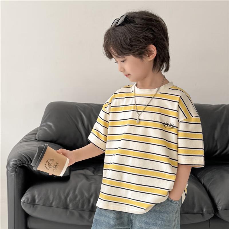Boys' Striped Short-Sleeve Cotton T-Shirt