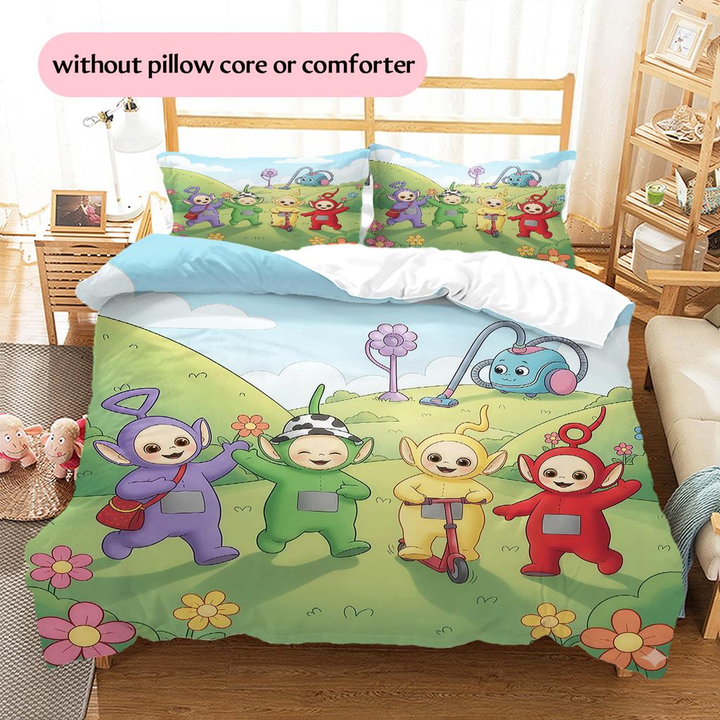 Teletubbies Pattern Bedding Quilt Set  Home Decoration  Gift (1 * duvet cover + 2 * pillowcase  without core)