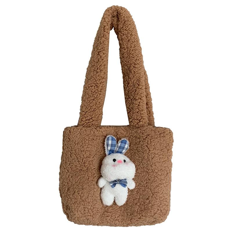 Plush Bunny Tote Bag With Magnetic Closure For Daily Use