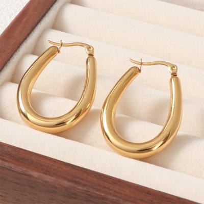 Autumn and Winter Titanium Steel Earrings Stainless Steel Gold-plated U-shaped Earrings Exaggerated Design Personalized Fashionable Earrings
