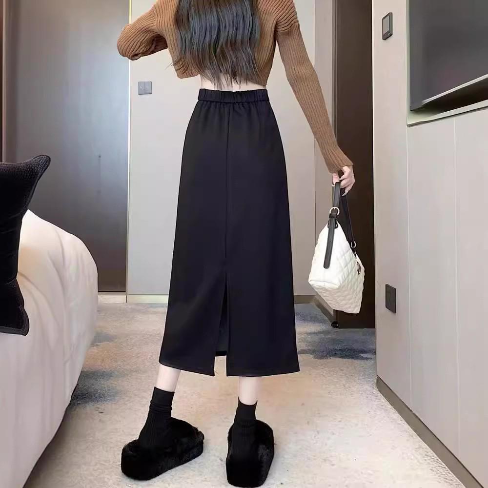 

Миди-юбка А-силуэта грушевидной формы: Летняя тонкая большого размера, облегающая бедра, юбка-миди с разрезом для женщин XS чёрный