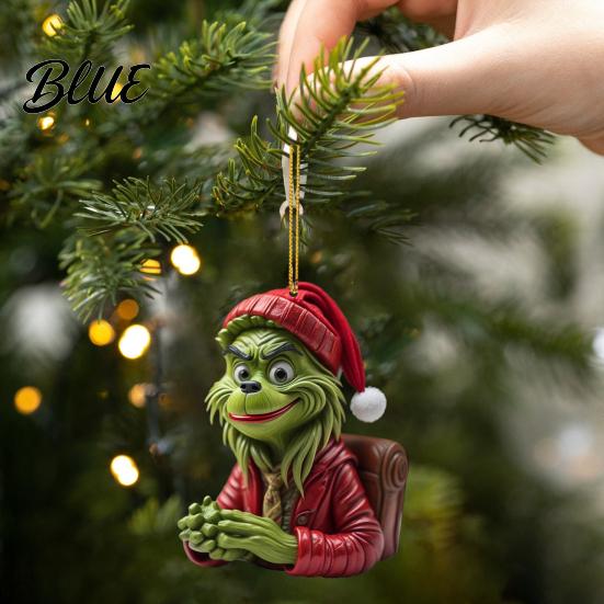 Acrylic Christmas Ornament Green Hair Elf Decoration Reusable Holiday Decor Xmas Tree Car Rearview Mirror Hanging Pendant Party Supplies Gift Durable