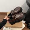[Uncle Shoes] Muffin loafers, the new spring fashion college style increases 2025 retro thick-soled small leather shoes for women