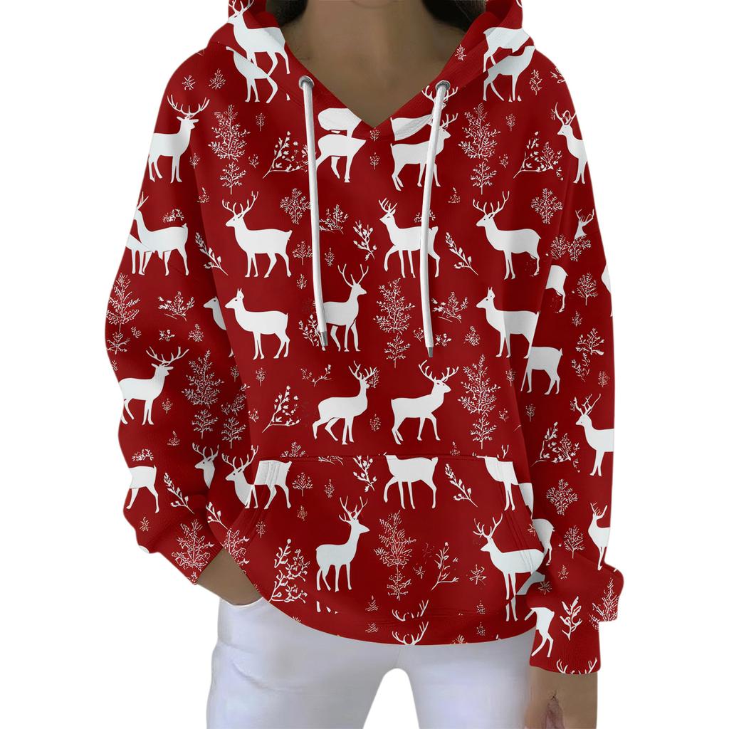 Dámská módní ležérní mikina s kapucí, volného střihu, s potiskem, s dlouhým rukávem