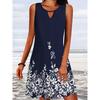 Jupe d'été ample imprimée à manches longues pour femmes, robe sans manches à motif Floral