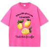 When Life Gives You Lemons Print Washed T Shirt Women Cotton Streetwear Distressed ONeck Comfortable Tops Summer Womans Clothes