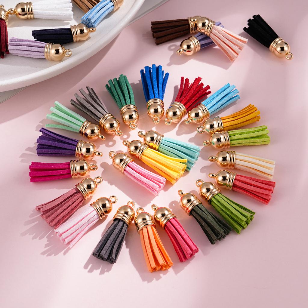 20pcs/lot 38mm Tassel Vintage Leather Tassels Fringe Pendant For DIY Keychain Jewelry Making Supplies Charms Accessories