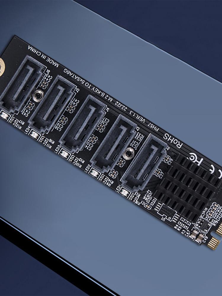 M.2 MKEY PCI-E Riser Card 5/6 Port Adapter Card M.2 To SATA 3.0 SATA3.0 Adapter NVME To SATA 6Gpbs Support PM Function