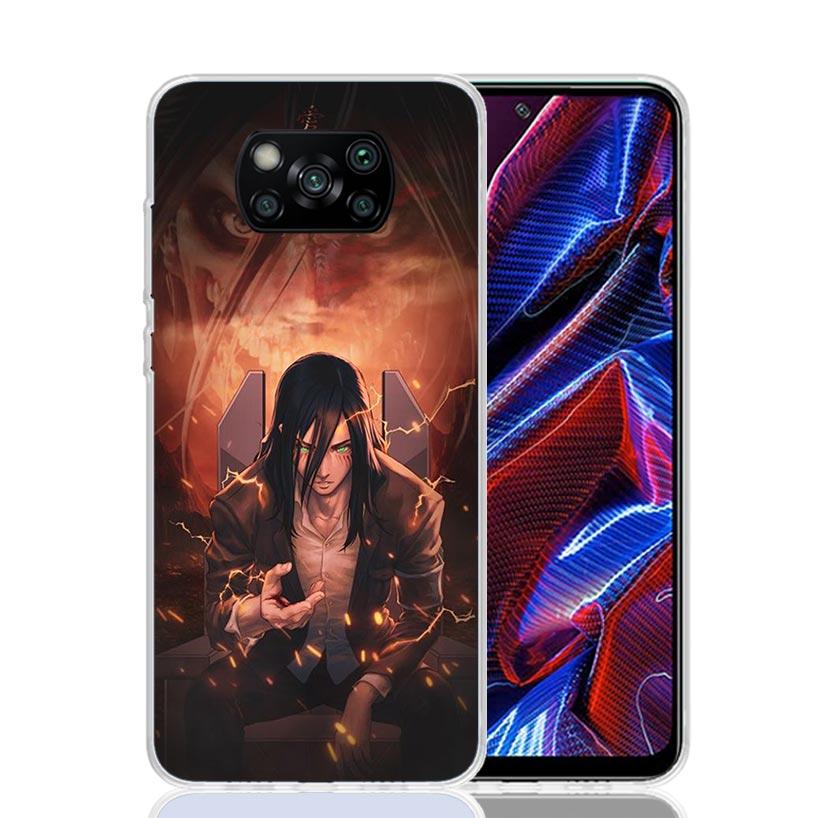 Attack-Titan Eren Phone Case For Xiaomi Poco X7 X6 X5 Pro F7 Ultra Redmi 15C 15 13 13C 12 12C 10 10A 10C 9 9A 9C 9T Cover Poco X