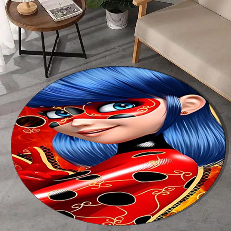 1PC Miraculous Adventures Round Rug, Non-slip Chair Mat, Home Decor, Circle Carpet Perfect for Office, Bedroom, Living Room,Christmas Gift