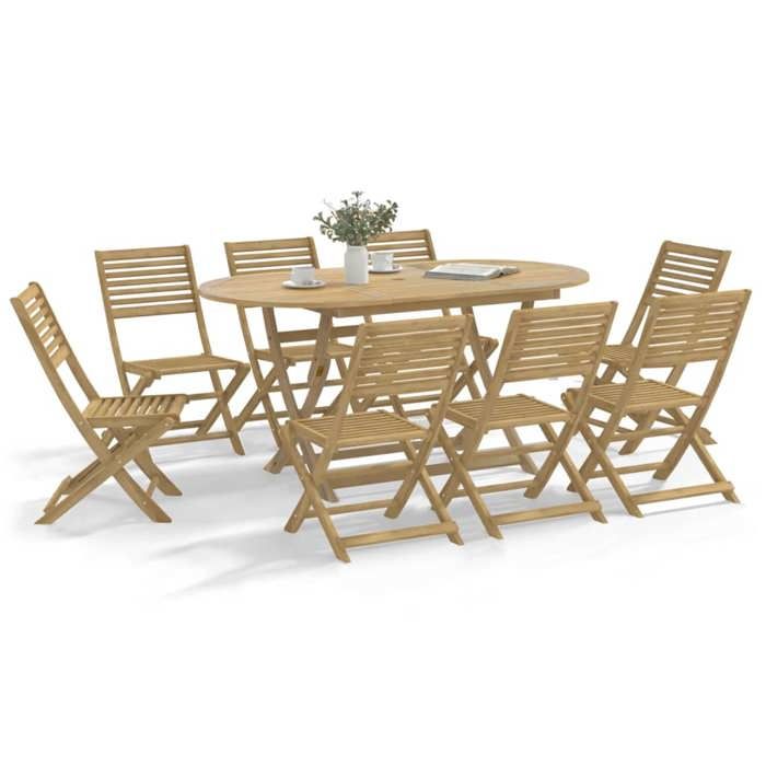 VidaXL Folding Garden Chairs Set of 8 Solid Acacia Wood, Wooden Garden Chair, Folding Chair, Furniture 3214229