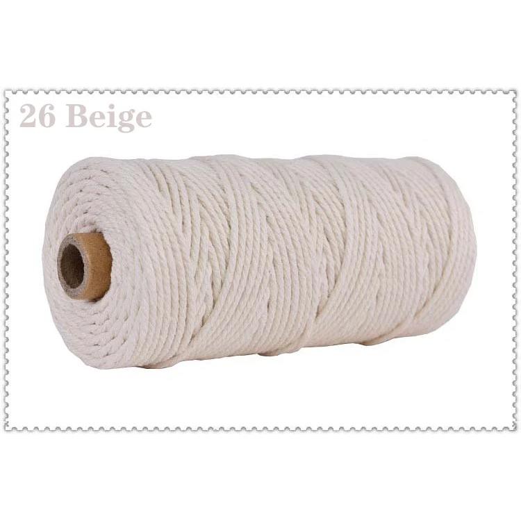 3mm 100% Cotton Cord Colorful Handmade Rope Twisted Macrame String DIY Home Wedding Decoration Supply Film Packaging 100m