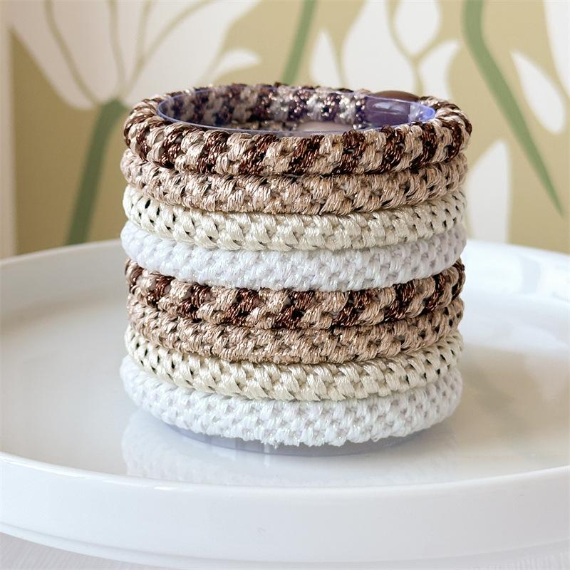 

Boxed Fresh and Cute Multi-color Knitted Hair Ribbon Set of 8 Pieces - Sweet and Elegant Girls Hair Bun Headband Hair Decor for Women кавовий/білий