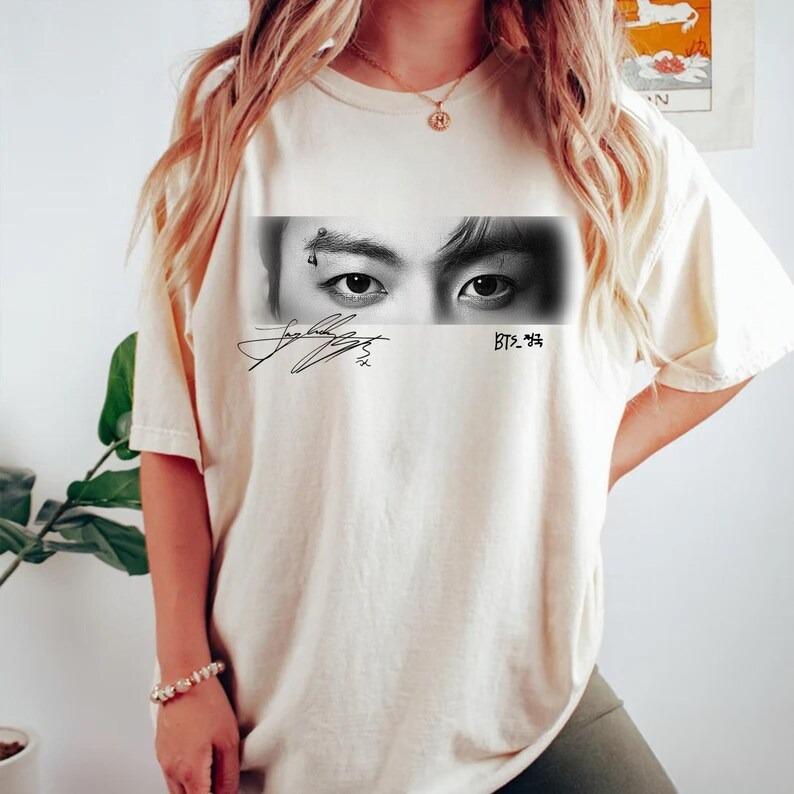 2026 Módní tričko Vintage topRetro 90. léta Jungkookovy oči Tričko, Jungkookovy oči Kpop Fan Tričko, Dárek pro ženy a muže