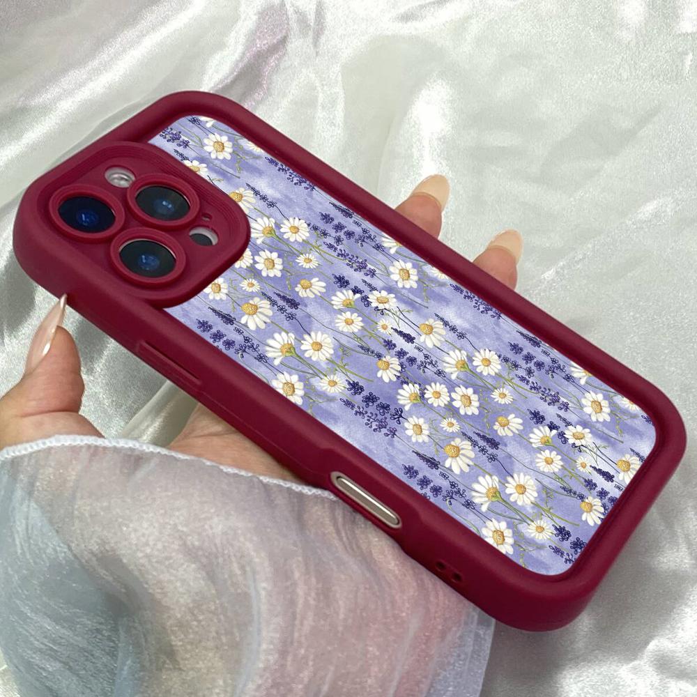 JT99 Blue Daisy for iPhone 17 16 15 14 Pro Max Samsung S26 S25 S24 Ultra A17 A16 A07 A56 A06 Xiaomi 15T Redmi 14C 15c Note 14 13 Soft TPU Case