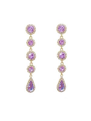 Women & Girls Fashion Crystal Dangler Earrings | Gold Plated Multicolor Statement Style Long Dangler Earrings