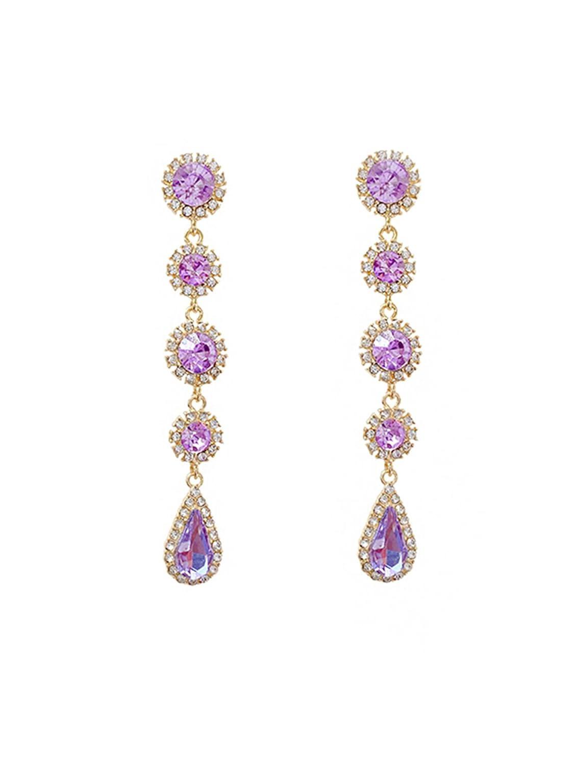 

Женские и Девичьи Модные Хрустальные Серьги-Подвески | Позолоченные Многоцветные Серьги-Заявления в Длинном Стиле Onesize фиолетовый