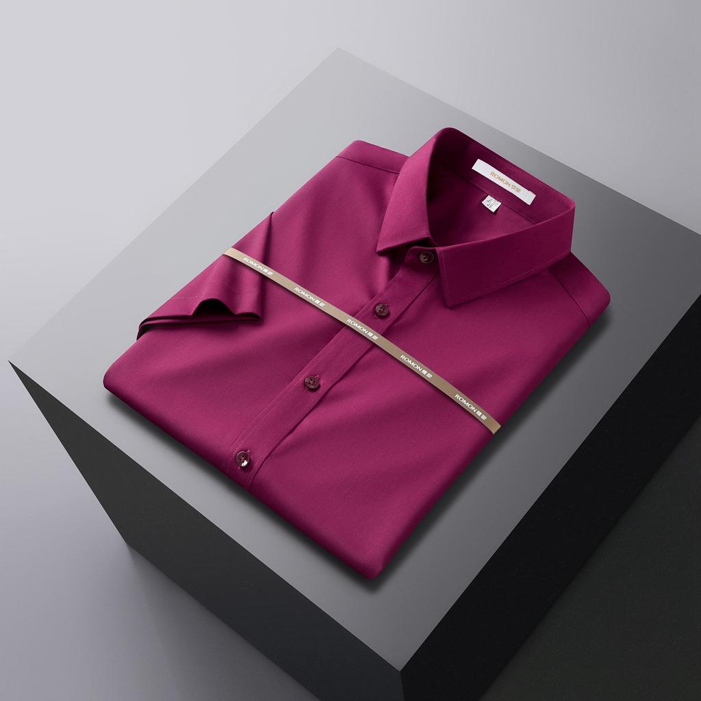 Summer New Bamboo Fiber Shirt Men's Short-sleeved Slim-fitting Non-iron Business Formal Wear Professional Work Clothes Suit White Shirt