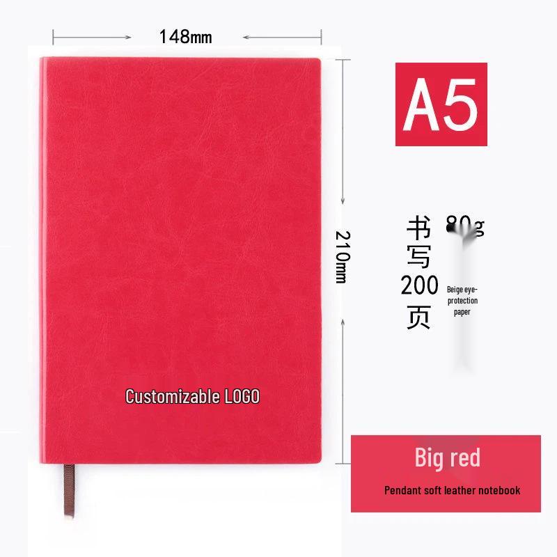 Customized High-End Leather A5 Notebook with Logo for Business Meetings