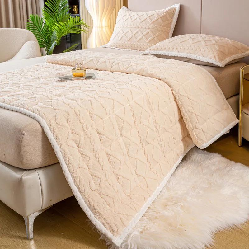 

Зимний теплый толстый наматрасник, флисовое покрывало, мягкий нескользящий тонкий татами, простыня для домашнего общежития, чехол для матраса 200x220cm-1pc